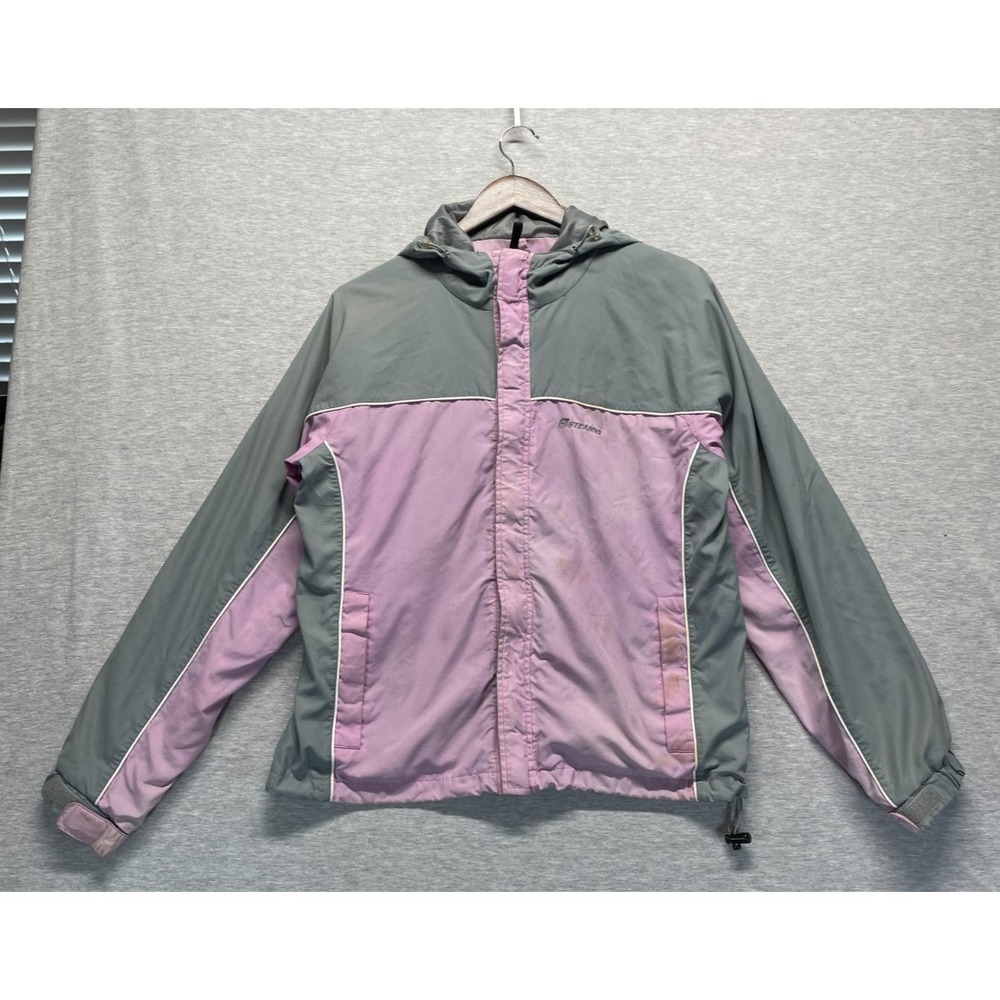 Stearns Dry Wear Rain Jacket Womens Medium Pink Gray Nylon Full Zip Windbreaker